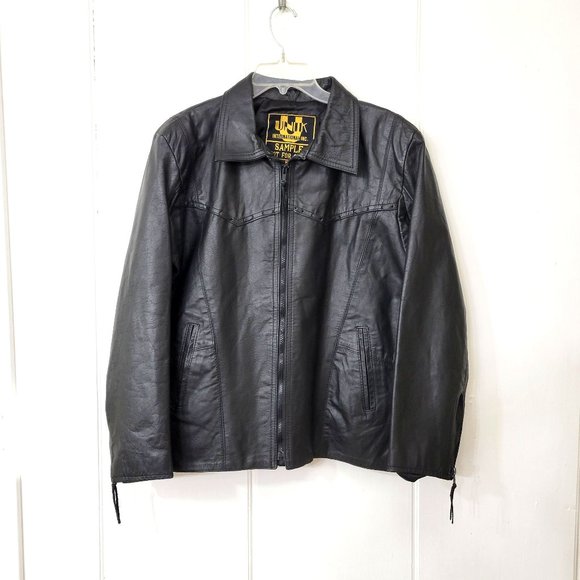 Unik International Black Leather Jacket Showroom Sample - Picture 6 of 7